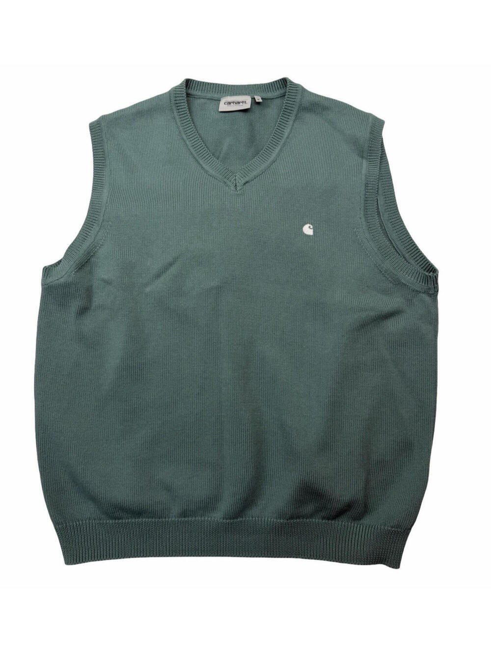 Carhartt WIP Madison Vest Sweater Cotton Knit Green Size M